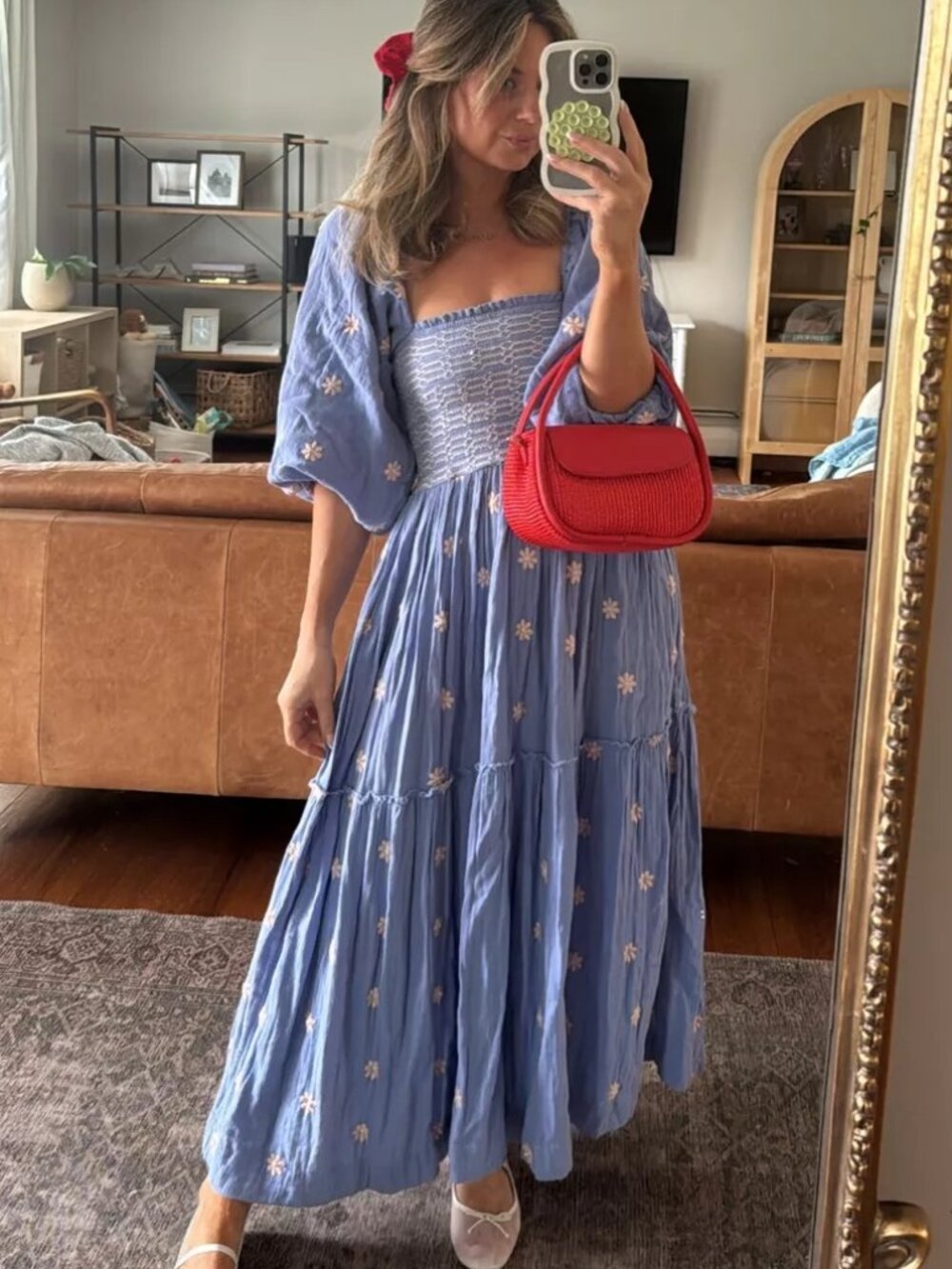 Free People Dahlia Embroidered Maxi Dress in Blue